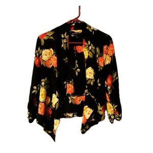 Michel Black Floral Lightweight Blouse